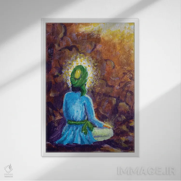 تابلو دکوراتیو مسلمان عرب در حال مدیتیشن اثر والری ریباکوف - نمای قابدار سفید