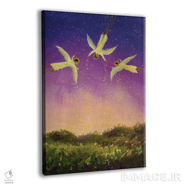 تابلو دکوراتیو Michel And Raphael Fly In Night,سه فرشته مقرب جبرئیل، میک… اثر والری ریباکوف - نمای پرسپکتیو محصول