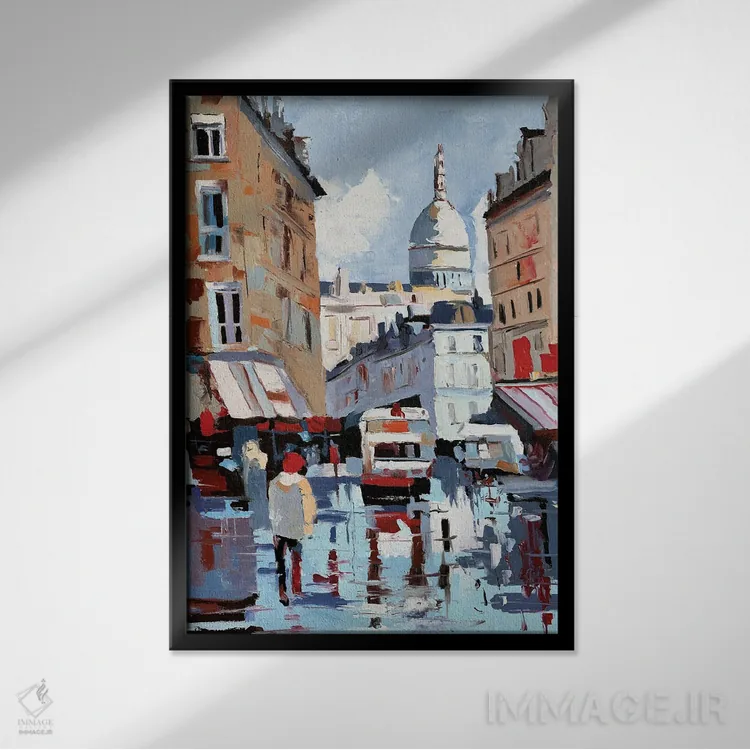 تابلو دکوراتیو Montmartre,پاریس، مون مارتر اثر ویتا شاگن - نمای قابدار مشکی