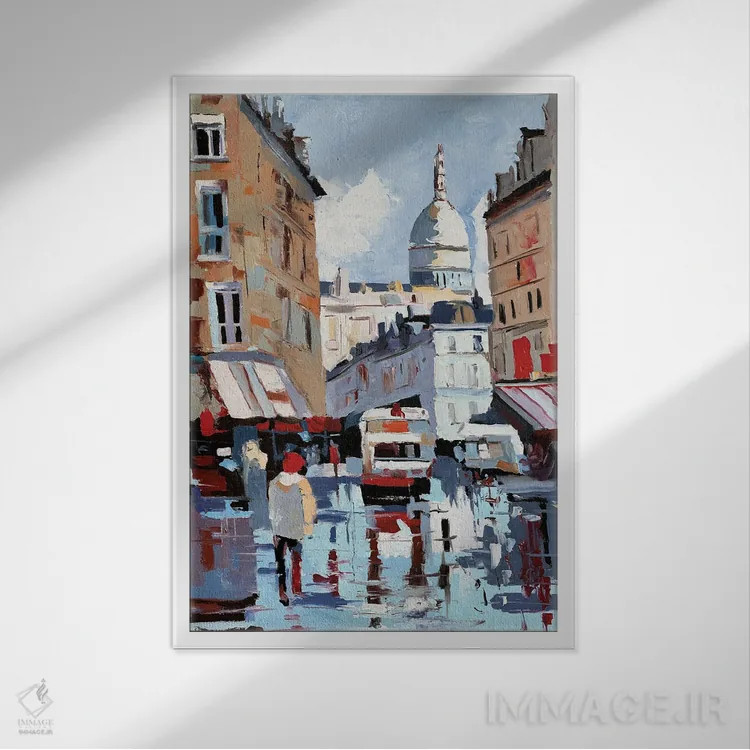 تابلو دکوراتیو Montmartre,پاریس، مون مارتر اثر ویتا شاگن - نمای قابدار سفید