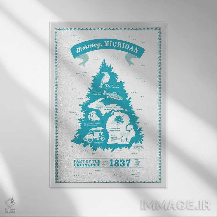 تابلو دکوراتیو میشیگان اثر وستیجز - نمای قابدار سفید