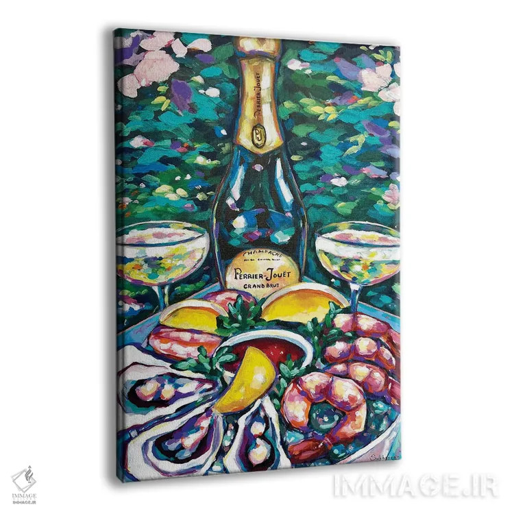 تابلو دکوراتیو Mussels, Shrimps And Lemons,طبیعت بی جان با شامپاین… اثر ویکتوریا سوخاسیان - نمای پرسپکتیو محصول