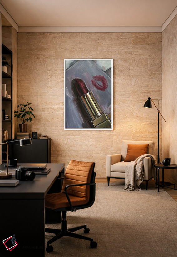تابلو دکوراتیو رژلب قرمز و یک بوسه اثر ویکتوریا سوخاسیان - D5W