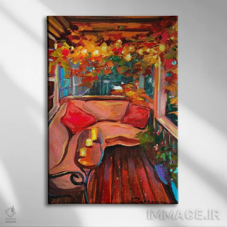 تابلو دکوراتیو شب پاییزی اثر ویکتوریا سوخاسیان - نمای روبهرو روی دیوار