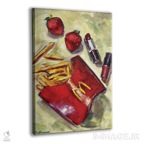 تابلو دکوراتیو Mac Lipsticks And Strawberries,طبیعت بی جان با سیب زم… اثر ویکتوریا سوخاسیان - نمای پرسپکتیو محصول