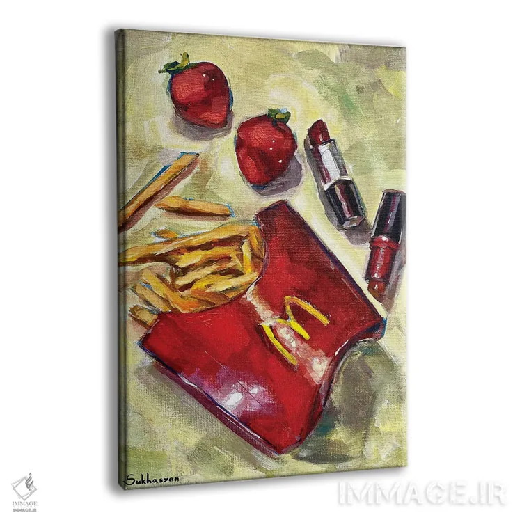 تابلو دکوراتیو Mac Lipsticks And Strawberries,طبیعت بی جان با سیب زم… اثر ویکتوریا سوخاسیان - نمای پرسپکتیو محصول