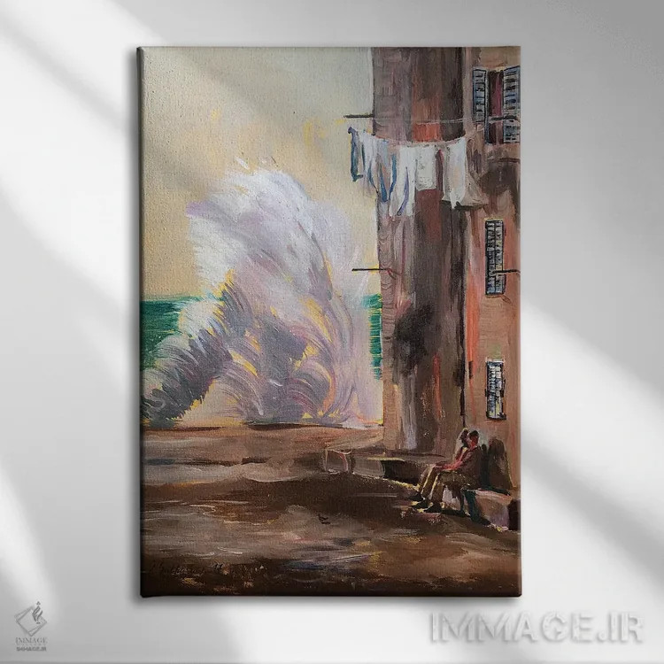 تابلو دکوراتیو گفت وگوی آرام اثر ویکتوریا سوخاسیان - نمای روبهرو روی دیوار