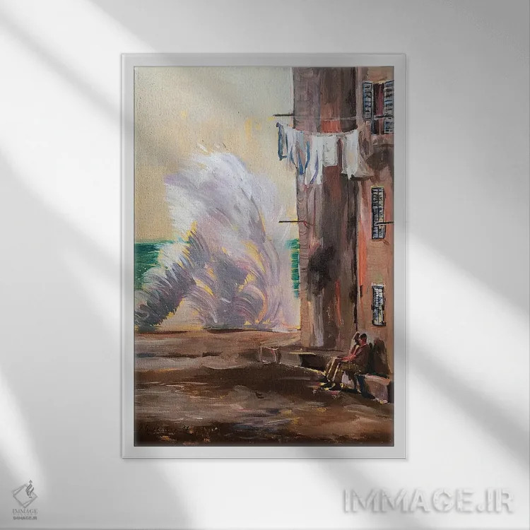 تابلو دکوراتیو گفت وگوی آرام اثر ویکتوریا سوخاسیان - نمای قابدار سفید