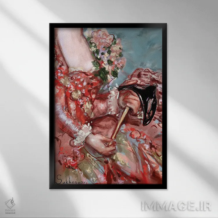 تابلو دکوراتیو بالماسکه اثر ویکتوریا سوخاسیان - نمای قابدار مشکی