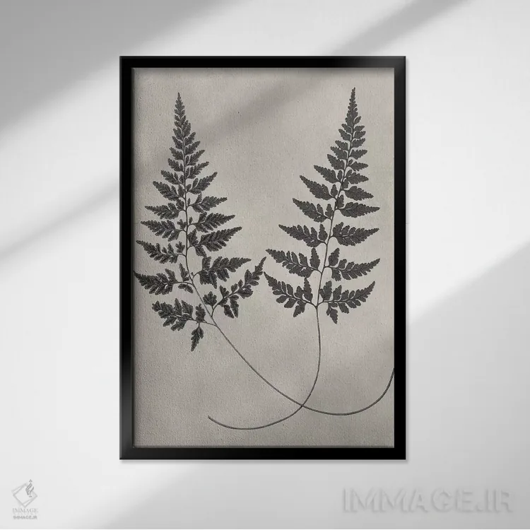 تابلو دکوراتیو مطالعه سرخس قدیمی I اثر ویژن استودیو - نمای قابدار مشکی