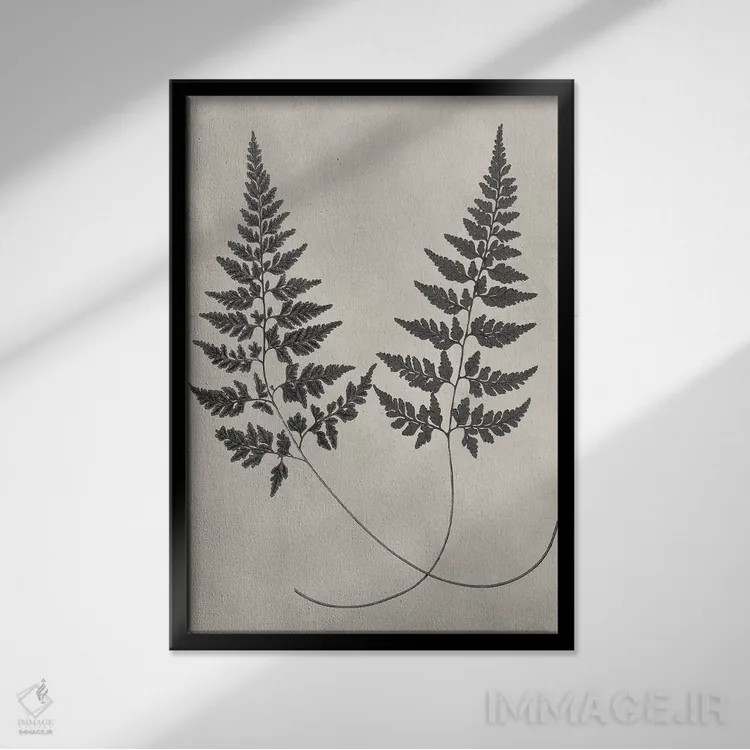 تابلو دکوراتیو مطالعه سرخس قدیمی I اثر ویژن استودیو - نمای قابدار مشکی