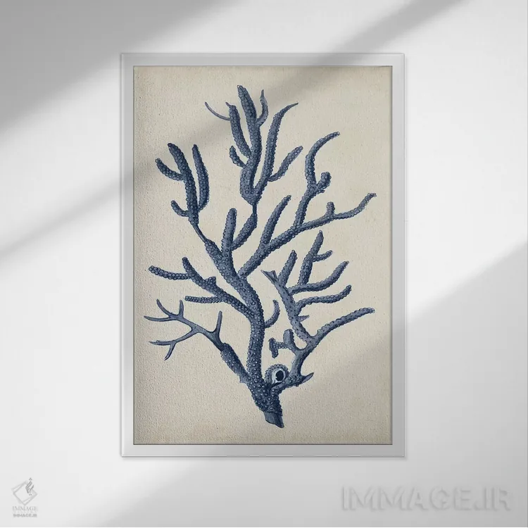 تابلو دکوراتیو مرجان نیلی IV اثر ویژن استودیو - نمای قابدار سفید