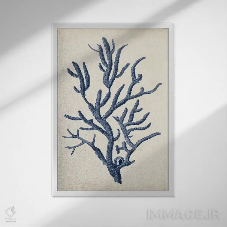 تابلو دکوراتیو مرجان نیلی IV اثر ویژن استودیو - نمای قابدار سفید