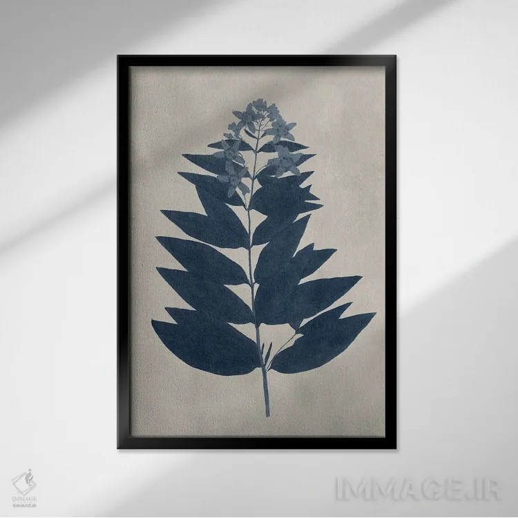 تابلو مینیمال گل های پرس شده سرمه ای IV اثر ویژن استودیو - نمای قابدار مشکی