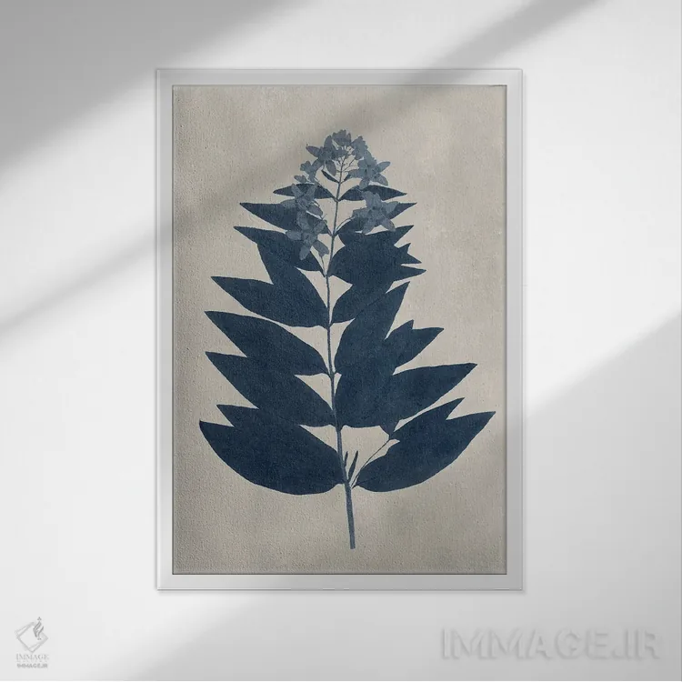 تابلو مینیمال گل های پرس شده سرمه ای IV اثر ویژن استودیو - نمای قابدار سفید