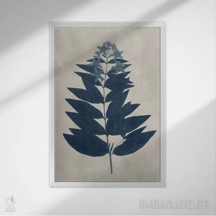 تابلو مینیمال گل های پرس شده سرمه ای IV اثر ویژن استودیو - نمای قابدار سفید