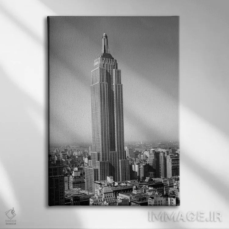 تابلو دکوراتیو دهه ۱۹۳۰ نیویورک ساختمان امپایر استیت به طور کامل بدون آنت… اثر تصاویر وینتج - نمای روبهرو روی دیوار