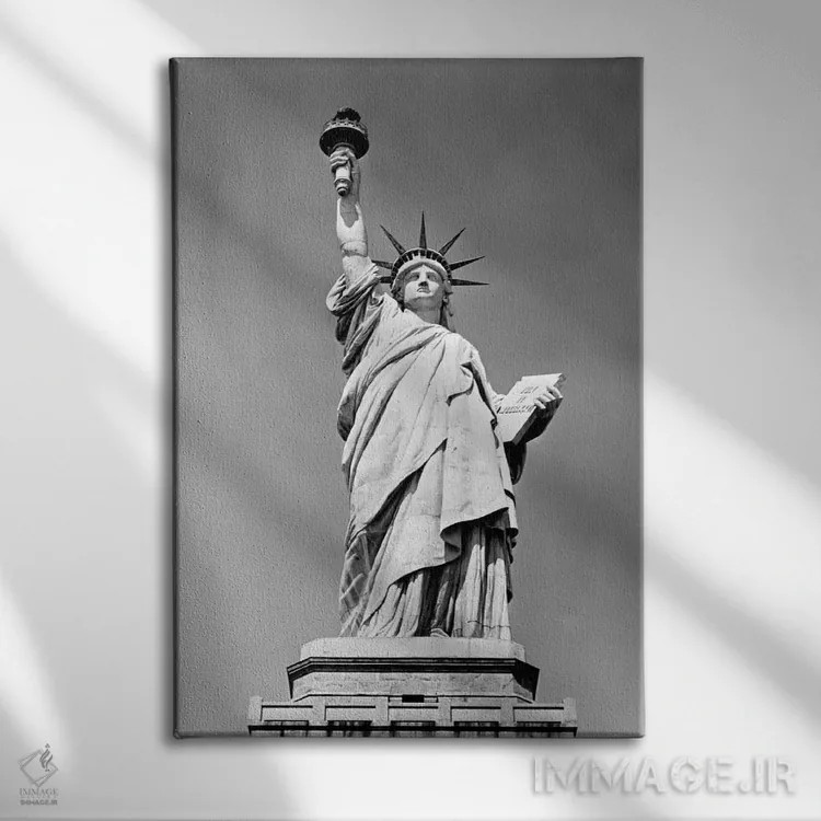 تابلو دکوراتیو دهه ۱۹۳۰ تندیس آزادی بندر نیویورک جزیره الیس یادبود ملی ۱۸… اثر تصاویر وینتج - نمای روبهرو روی دیوار