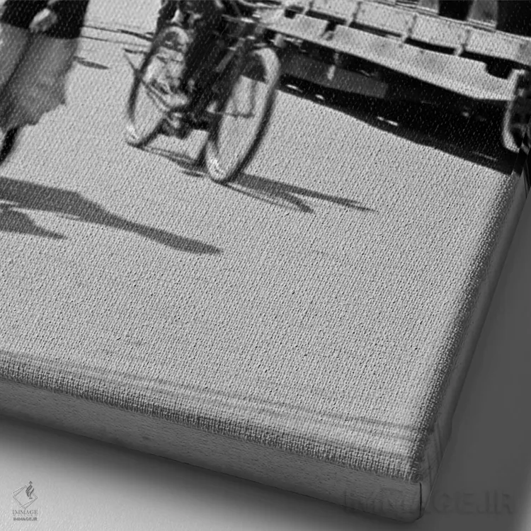 تابلو دکوراتیو دهه ۱۹۰۰-۱۹۱۰-۱۹۱۲ صحنه خیابانی عابران و تراموا دیترویت می… اثر تصاویر وینتج - نمای نزدیک بافت بوم