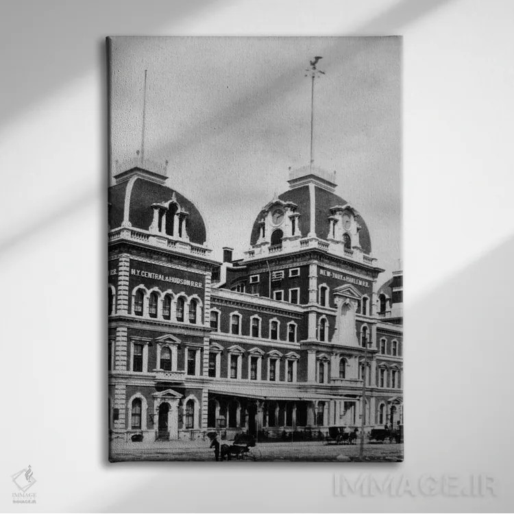 تابلو دکوراتیو ۱۸۷۱ ایستگاه گرند سنترال نیویورک اثر تصاویر وینتج - نمای روبهرو روی دیوار
