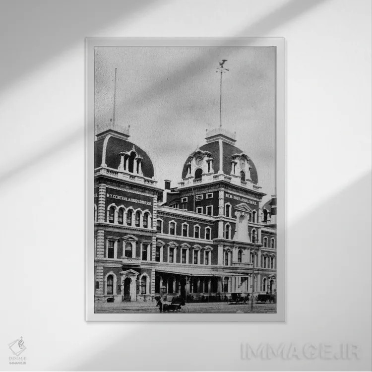 تابلو دکوراتیو ۱۸۷۱ ایستگاه گرند سنترال نیویورک اثر تصاویر وینتج - نمای قابدار سفید