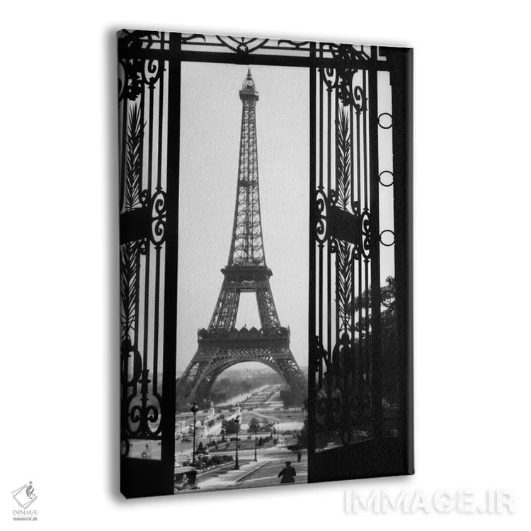 تابلو دکوراتیو برج ایفل از تروکادرو در کنار درهای آهنی فرفورژه، پاریس فرا… اثر تصاویر وینتج - نمای پرسپکتیو محصول