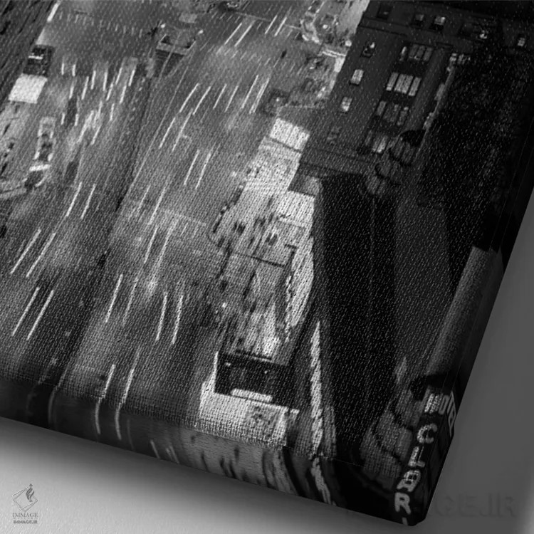 تابلو دکوراتیو نمای هوایی شبانه تایمز اسکوئر از ساختمان تایمز رو به شمال… اثر تصاویر وینتج - نمای نزدیک بافت بوم