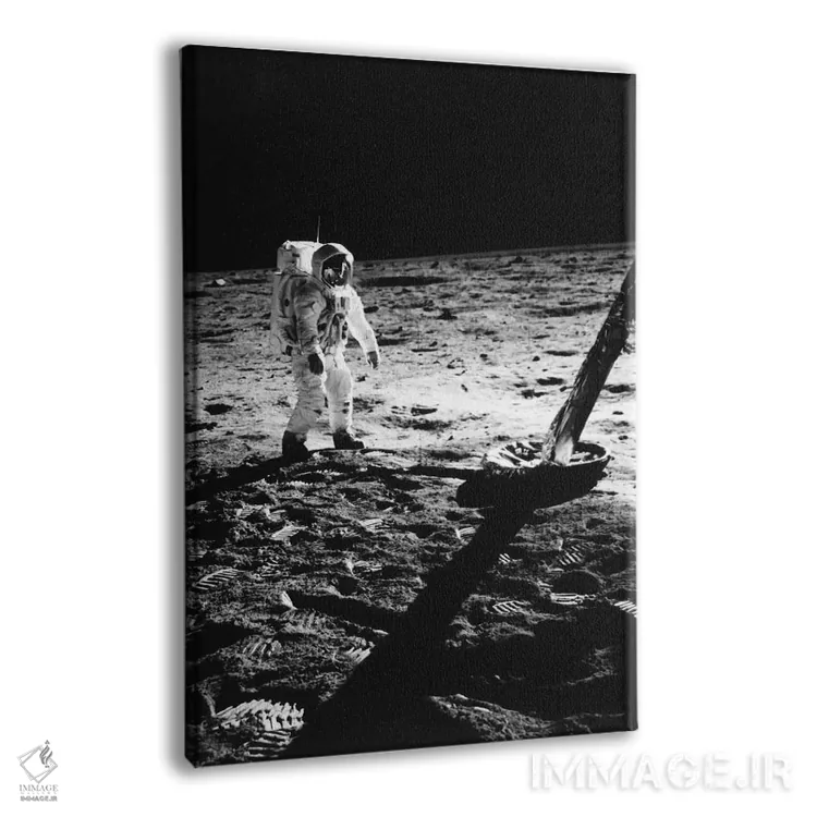 تابلو دکوراتیو 1969,فضانورد باز آلدرین با لباس فضایی در حال راه رفتن روی… اثر تصاویر وینتج - نمای پرسپکتیو محصول