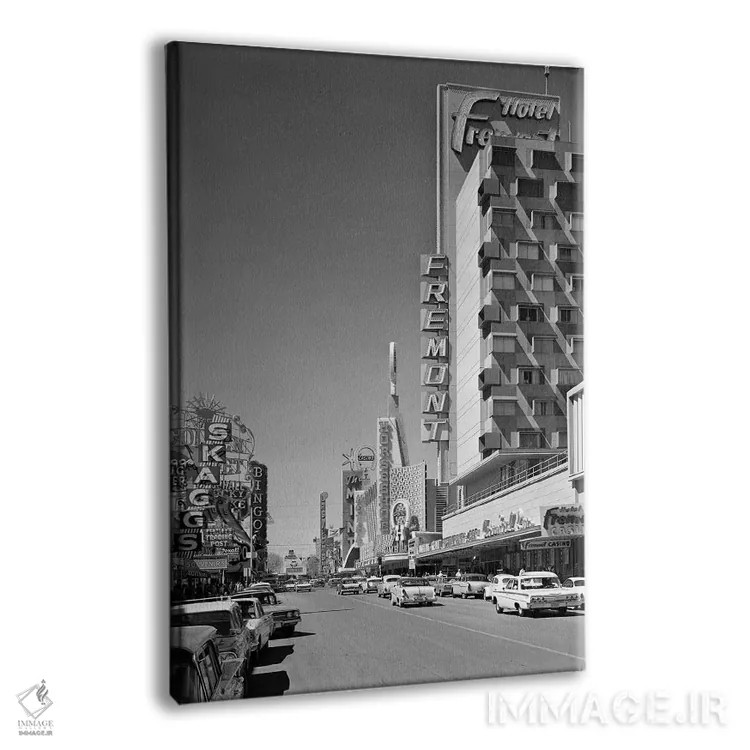 تابلو دکوراتیو منظره خیابان فریمونت در مرکز شهر لاس وگاس نوادا اثر تصاویر وینتج - نمای پرسپکتیو محصول