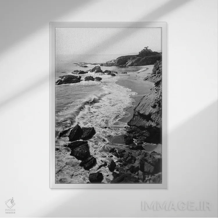 تابلو دکوراتیو ساحل آرچ لاگونا کالیفرنیا حدود سال ۱۹۱۸ اثر تصاویر وینتج - نمای قابدار سفید