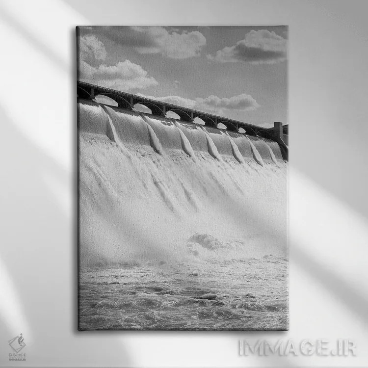 تابلو دکوراتیو سرریز سد گرند کولی در ایالت واشنگتن اثر تصاویر وینتج - نمای روبهرو روی دیوار