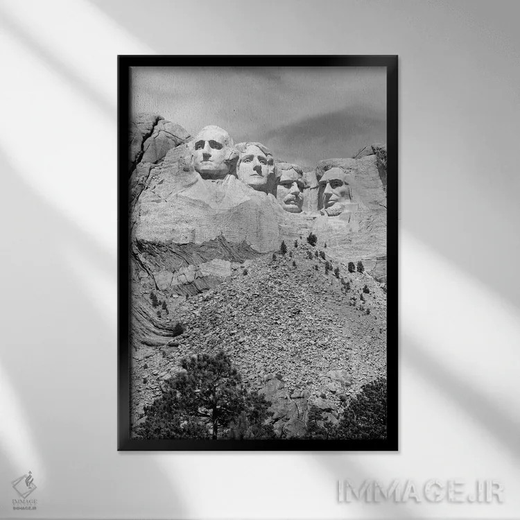 تابلو دکوراتیو کوه راشمور، داکوتای جنوبی، ایالات متحده اثر تصاویر وینتج - نمای قابدار مشکی