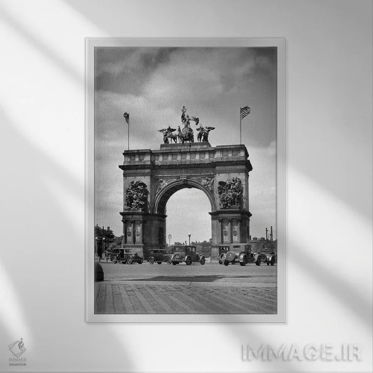 تابلو دکوراتیو طاق ملوانان و سربازان در میدان گرند آرمی بروکلین نیویورک آ… اثر تصاویر وینتج - نمای قابدار سفید