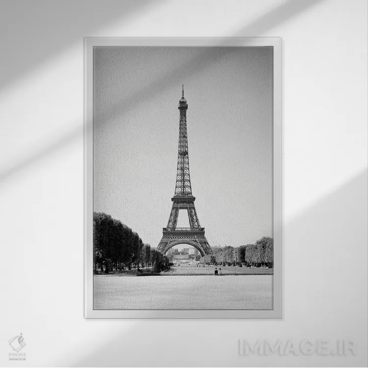 تابلو دکوراتیو برج ایفل سازه مشبک فولادی در میدان شان دو مارس ساخته شده د… اثر تصاویر وینتج - نمای قابدار سفید
