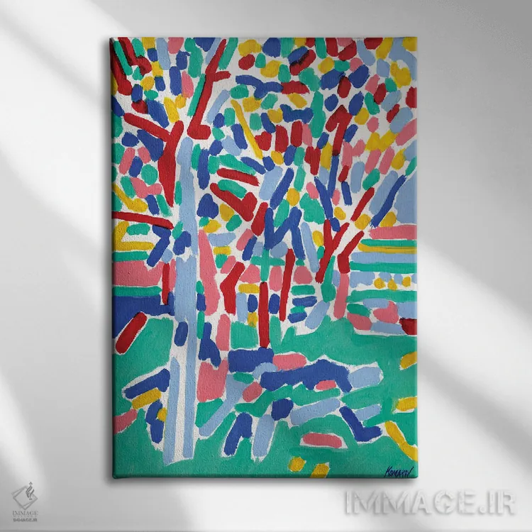 تابلو انتزاعی منظره انتزاعی درختان اثر ویتالـی کوماروف - نمای روبهرو روی دیوار