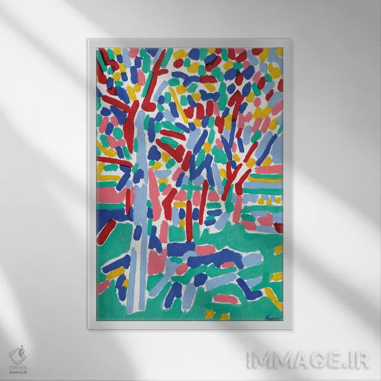 تابلو انتزاعی منظره انتزاعی درختان اثر ویتالـی کوماروف - نمای قابدار سفید