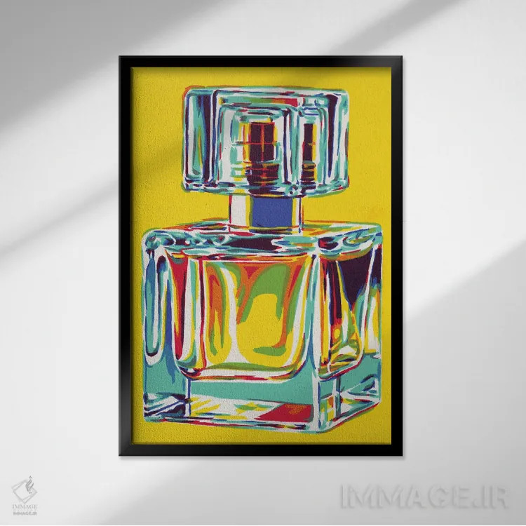 تابلو دکوراتیو بطری عطر اثر ویتالـی کوماروف - نمای قابدار مشکی