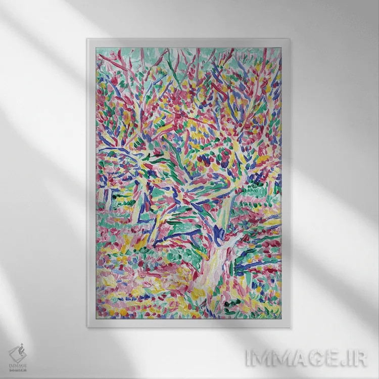 تابلو دکوراتیو باغ بهاری اثر ویتالـی کوماروف - نمای قابدار سفید