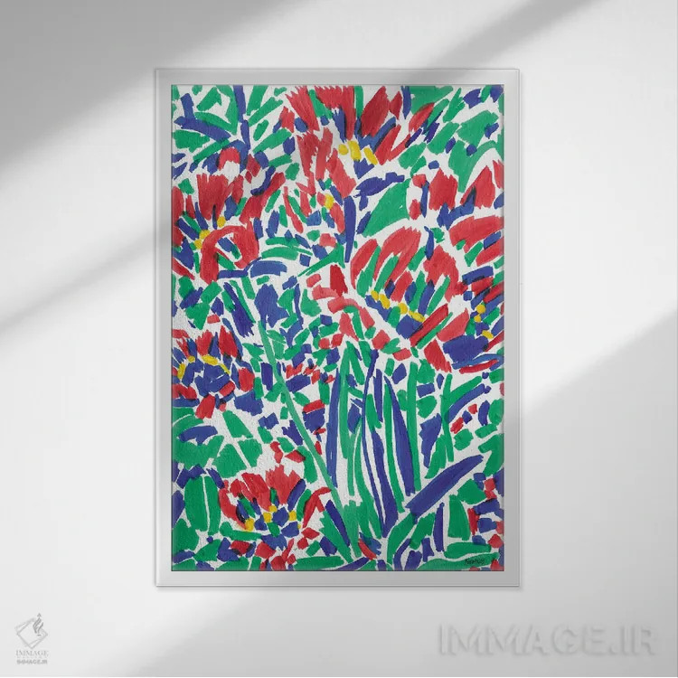 تابلو انتزاعی گل های وحشی شکوفه دار اثر ویتالـی کوماروف - نمای قابدار سفید