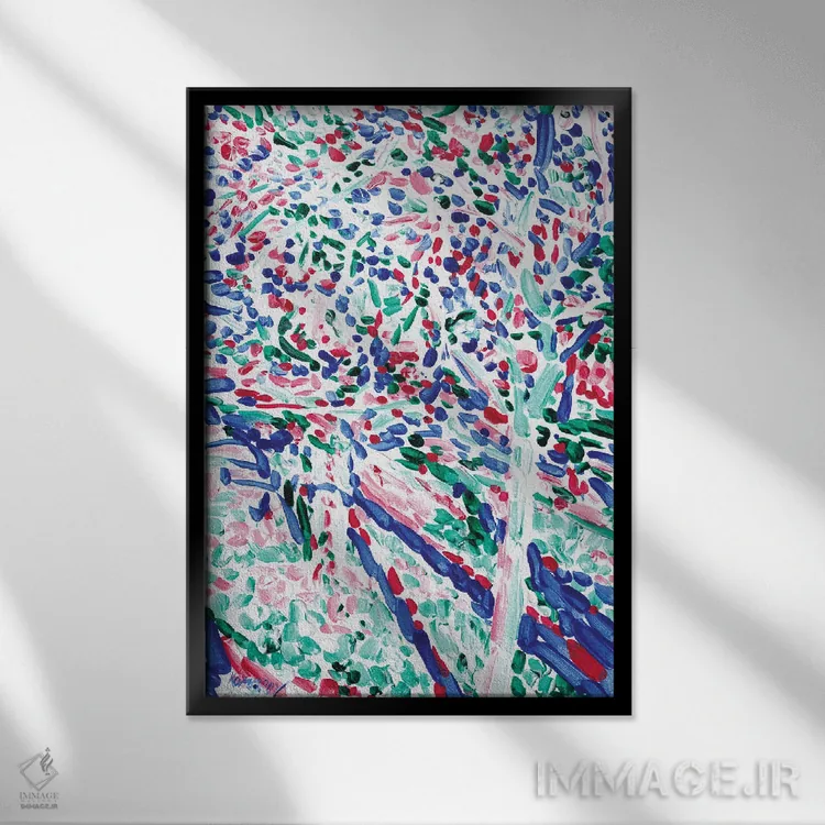 تابلو دکوراتیو باغ گیلاس اثر ویتالـی کوماروف - نمای قابدار مشکی