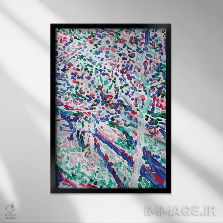 تابلو دکوراتیو باغ گیلاس اثر ویتالـی کوماروف - نمای قابدار مشکی