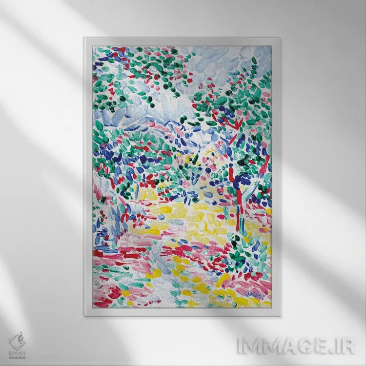 تابلو دکوراتیو باغ توسکانی رنگارنگ اثر ویتالـی کوماروف - نمای قابدار سفید