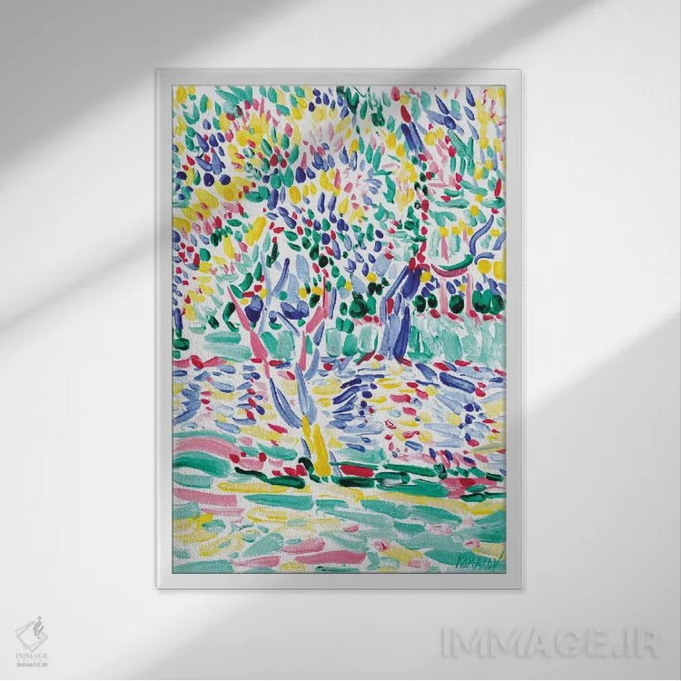 تابلو دکوراتیو درختان زیتون توسکانی VI اثر ویتالـی کوماروف - نمای قابدار سفید