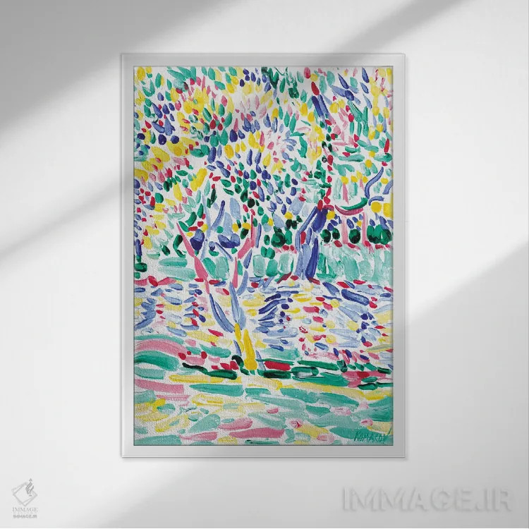 تابلو دکوراتیو درختان زیتون توسکانی VI اثر ویتالـی کوماروف - نمای قابدار سفید
