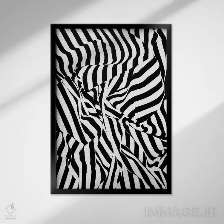 تابلو دکوراتیو خطوط سیاه اثر ویتالـی کوماروف - نمای قابدار مشکی