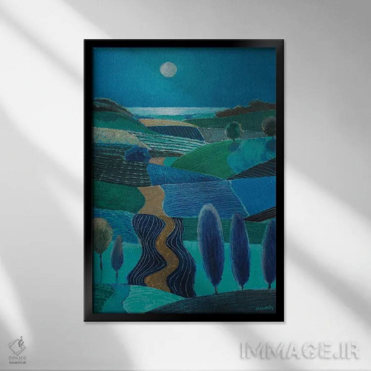 تابلو دکوراتیو ماه کامل اثر وادیم واسکوفسکی - نمای قابدار مشکی
