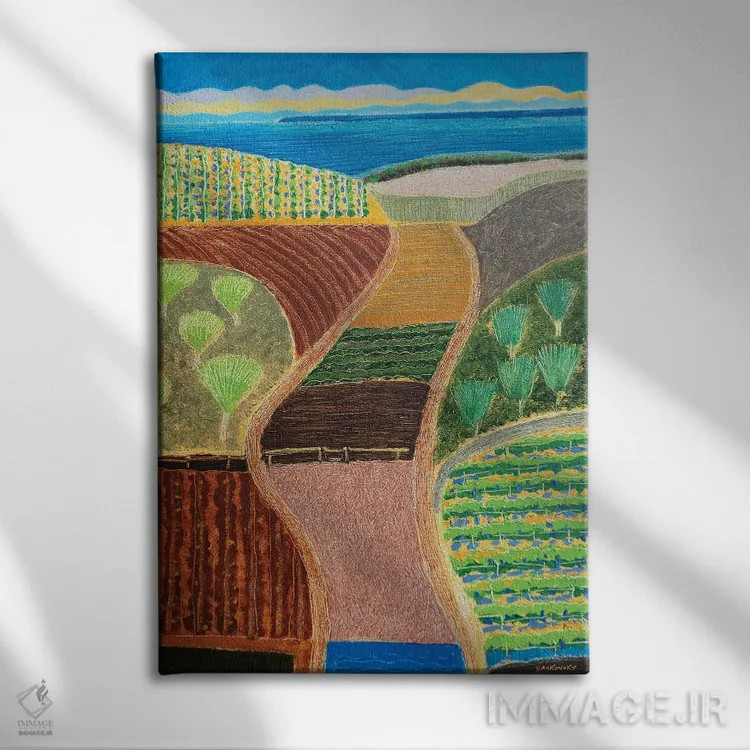 تابلو دکوراتیو باغ های انگور شهرستان اثر وادیم واسکوفسکی - نمای روبهرو روی دیوار