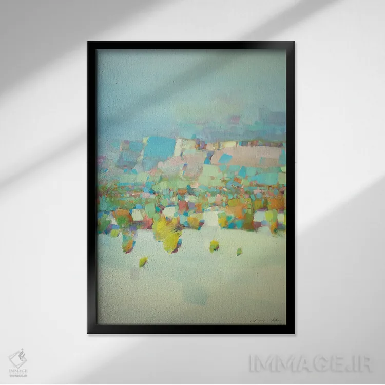 تابلو انتزاعی چشم انداز دره ۳ اثر واهه یرمیان - نمای قابدار مشکی