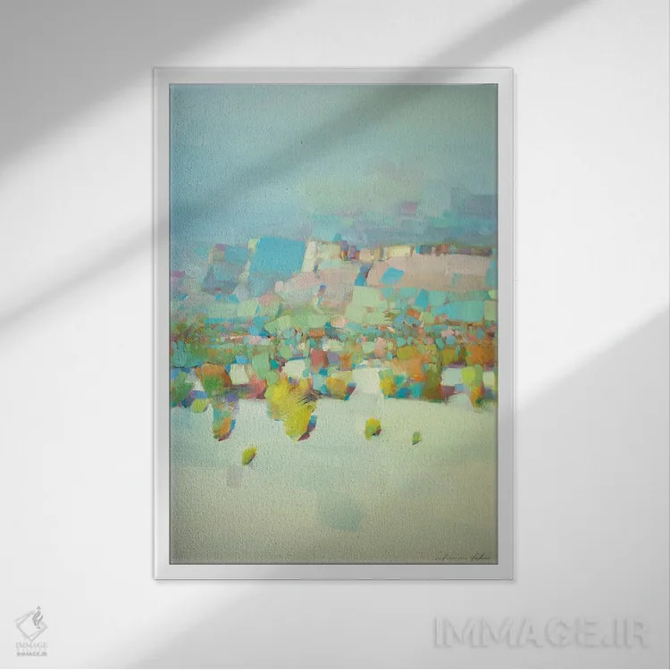 تابلو انتزاعی چشم انداز دره ۳ اثر واهه یرمیان - نمای قابدار سفید