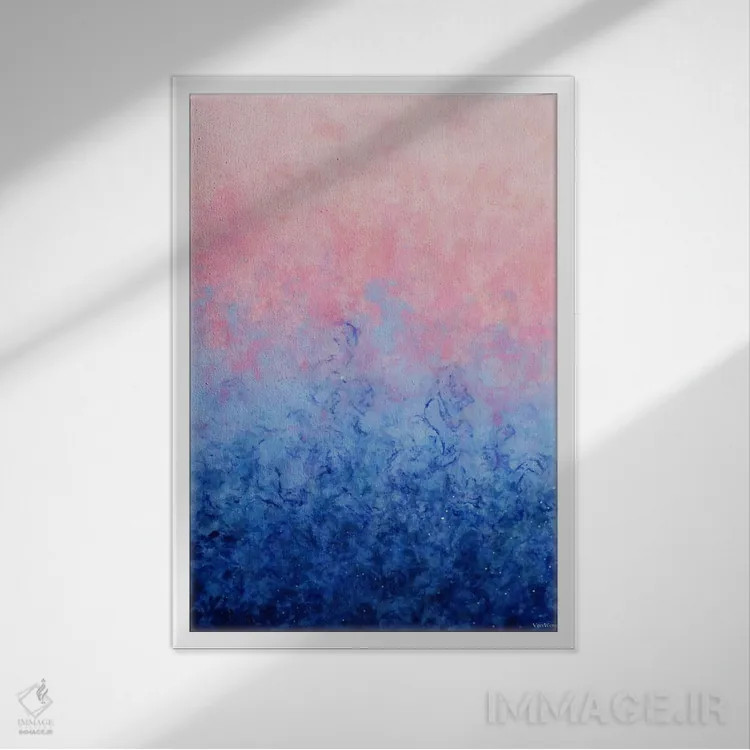 تابلو انتزاعی در تعقیب ستارگان اثر وین ونگ - نمای قابدار سفید